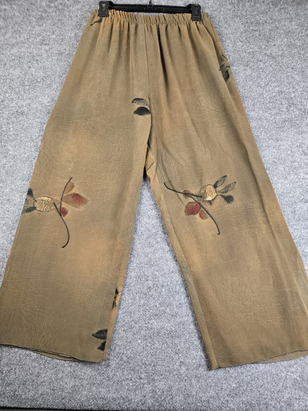Vintage Dinah Lee Womens Palazzo Pants Wide Leg Floral Elastic Made in USA #972